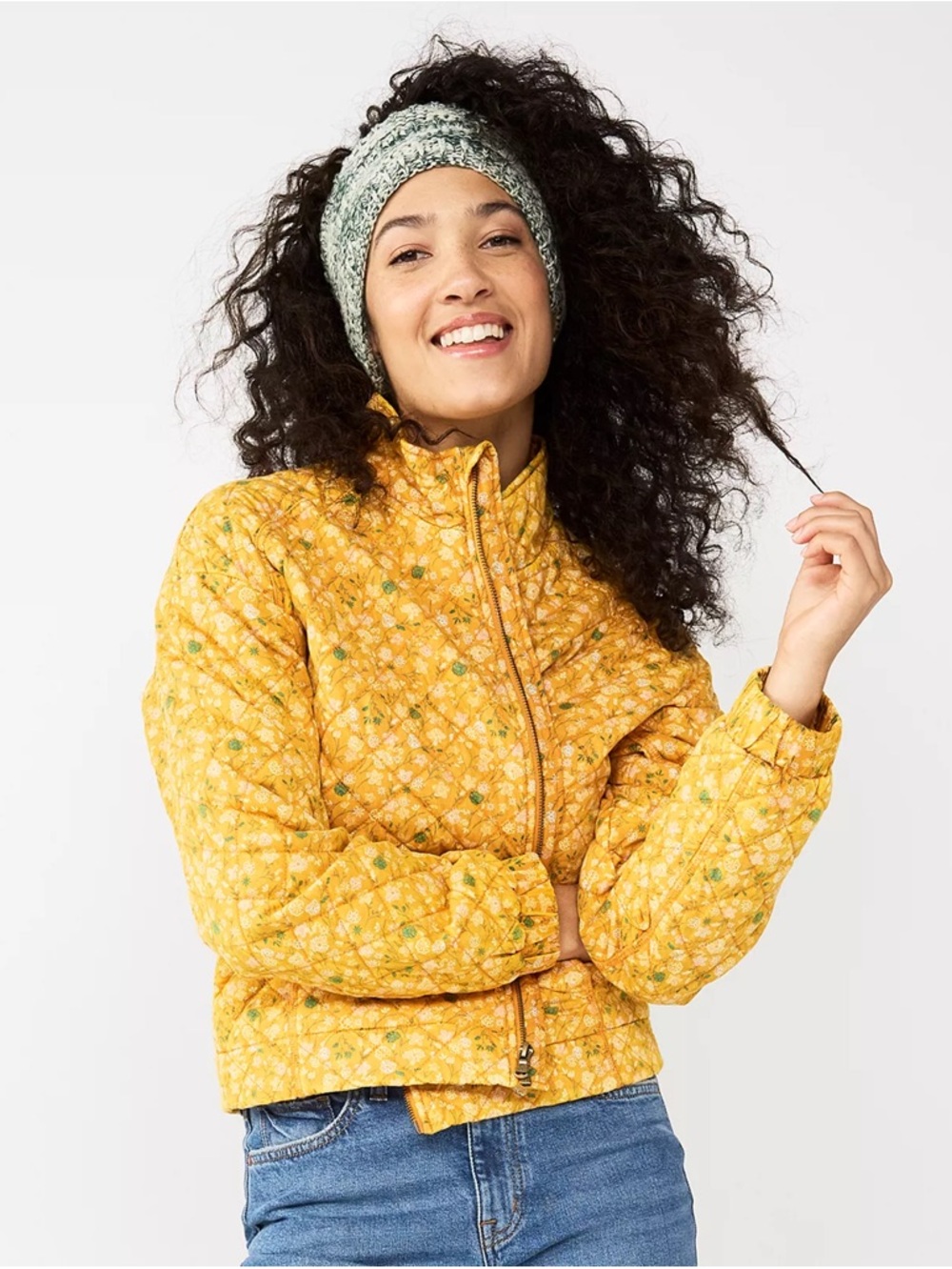 Sonoma Goods For Life Quilted Print Jacket In Gold Floral